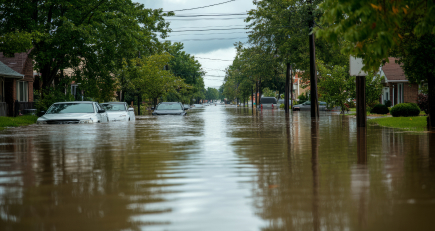 A submerged house in floodwaters, symbolizing the importance of flood insurance.